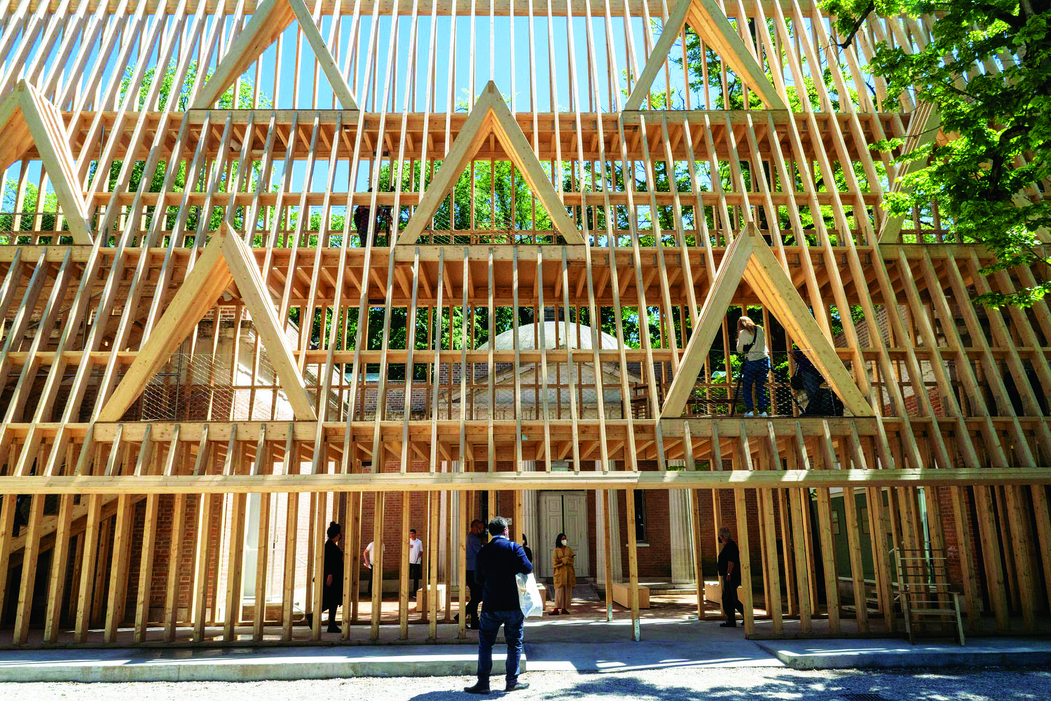 A wooden façade marks the US Pavilion - THE EDGE SINGAPORE