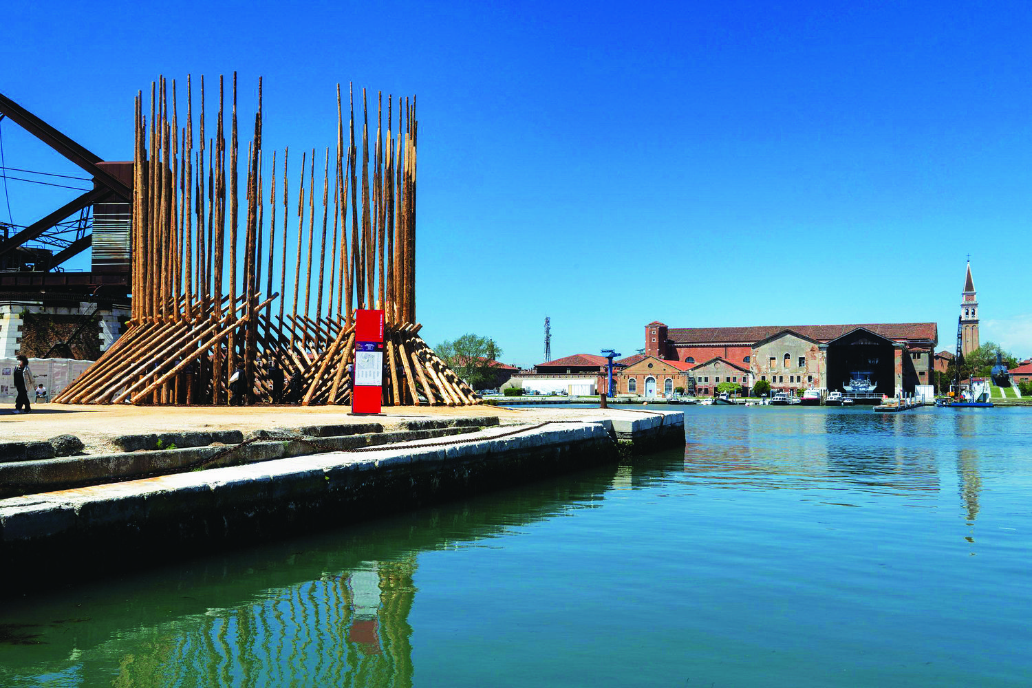 installation of wooden spikes by the Chilean group Elemental outside the Arsenale in Venice - THE EDGE SINGAPORE