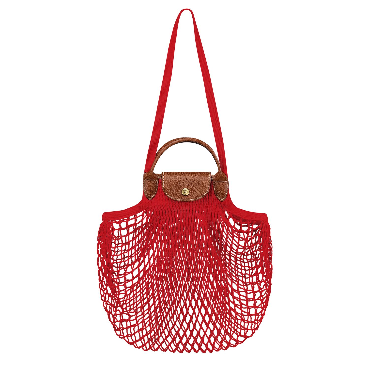 Longchamp Le Pliage Filet Top Handle Bag in Red - THE EDGE SINGAPORE