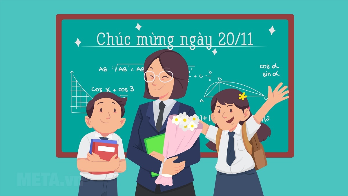 Tri ân thầy cô với background 20/11 đẹp, đơn giản