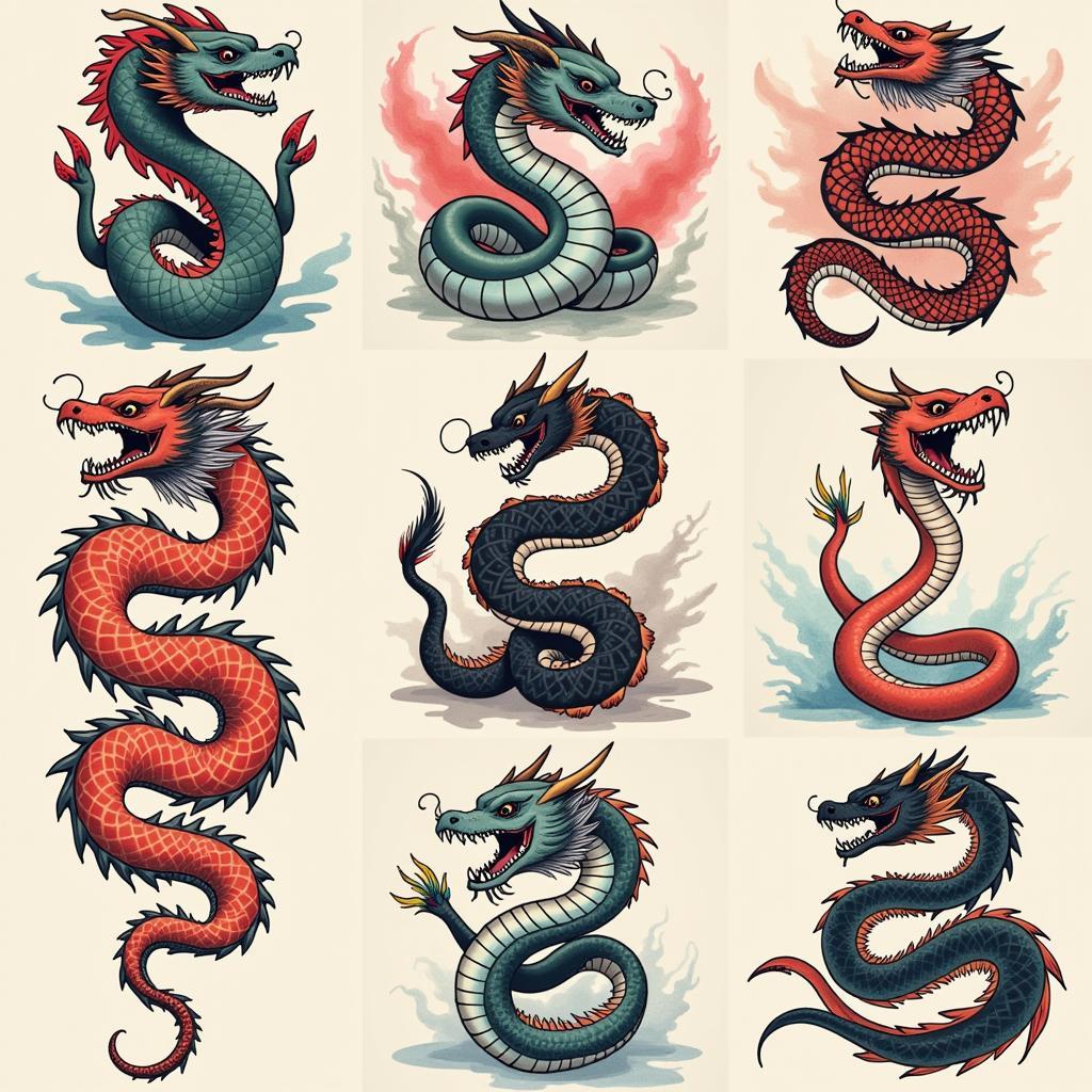 Bộ sưu tập các mẫu thiết kế hình xăm rắn hóa rồng đa dạng phong cách