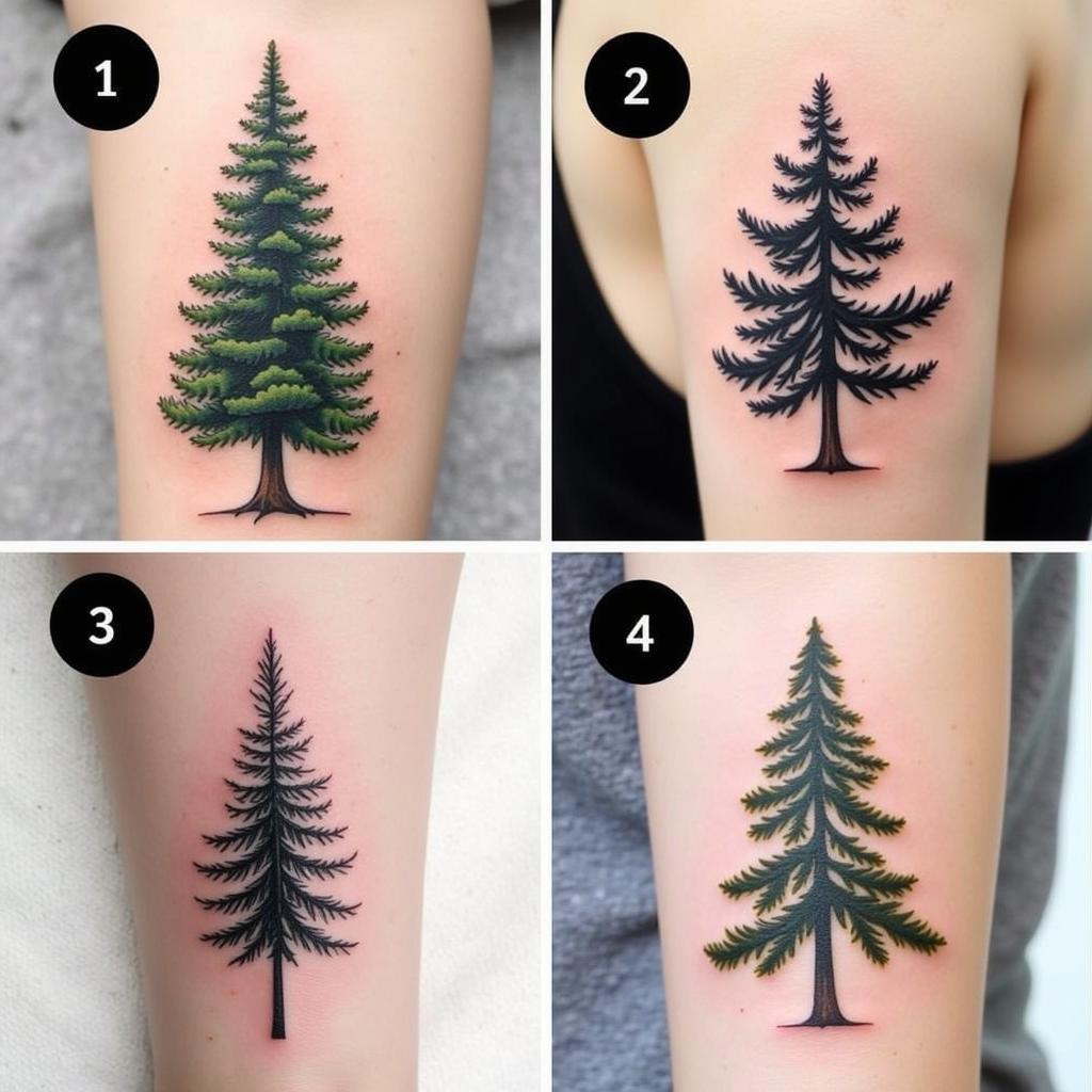 Các phong cách hình xăm cây tùng phổ biến từ tả thực đến trừu tượng và phong cách Nhật Bản