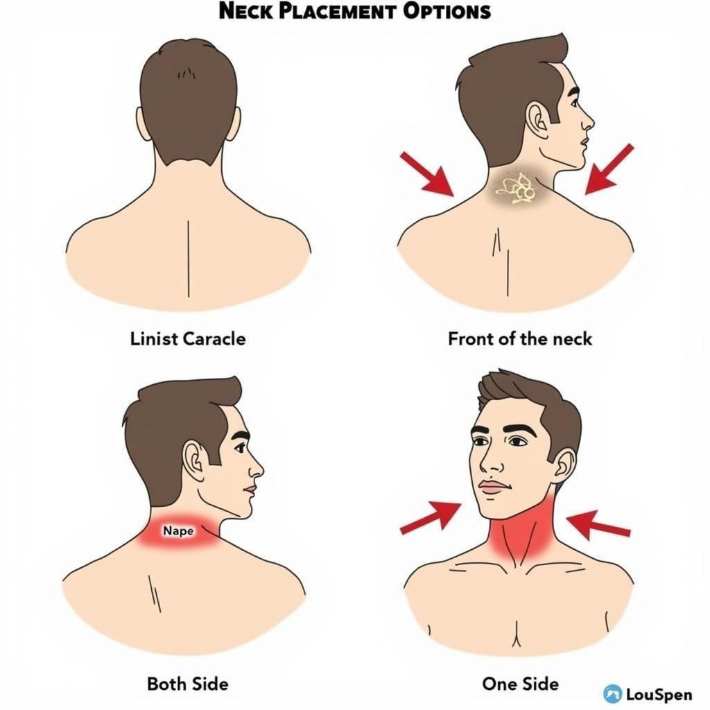 Các vị trí xăm phổ biến cho nam ở cổ: gáy, cổ trước, hai bên cổ, một bên cổ