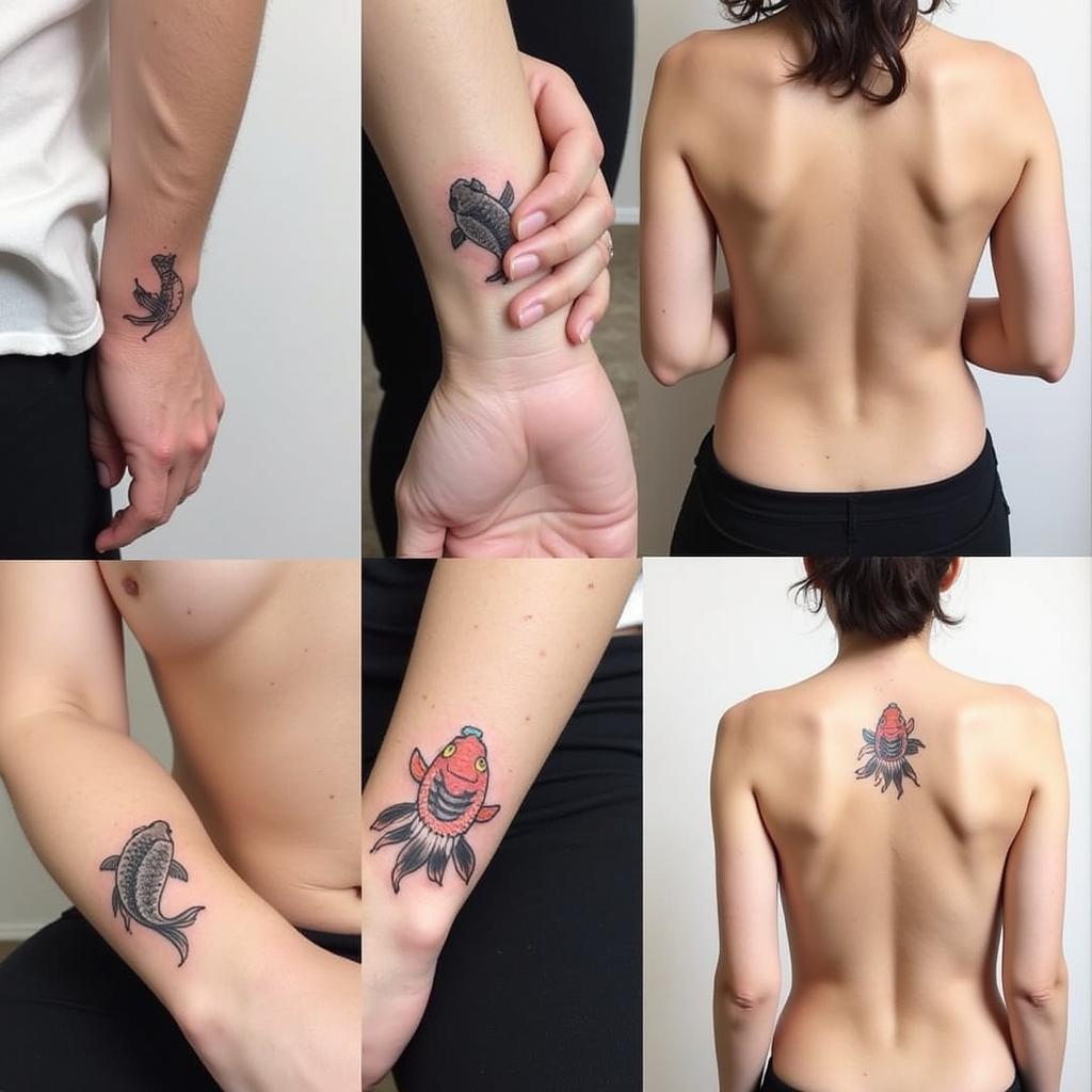 Hình ảnh các vị trí xăm hình cá chép đơn giản được yêu thích trên cơ thể