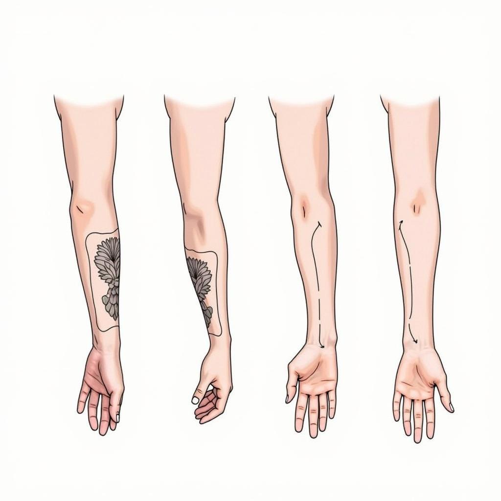 Các vị trí xăm hình phổ biến ở tay nam giới: bắp tay, cẳng tay, cổ tay