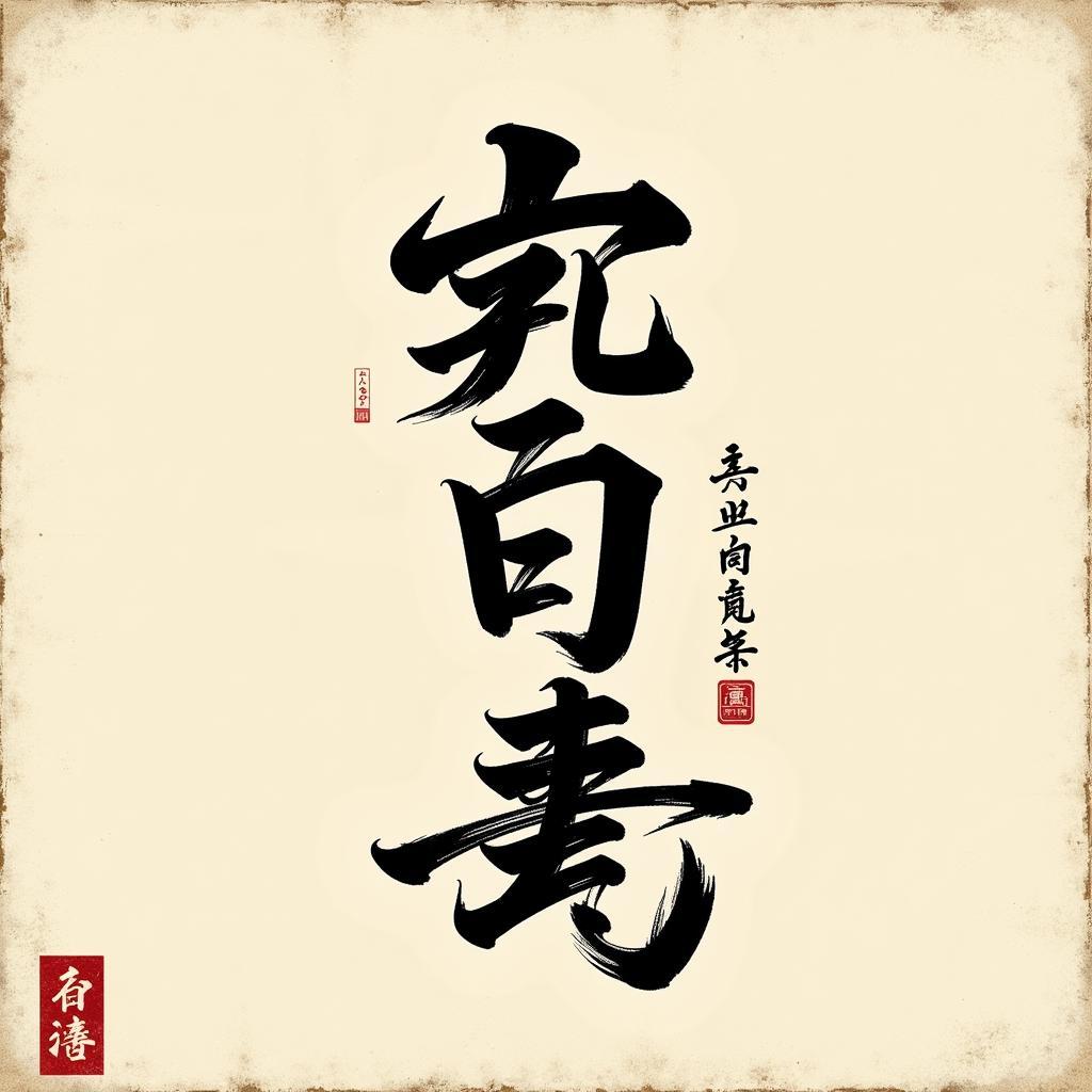 Chữ Nhật Cổ viết theo phong cách thư pháp, thể hiện giá trị văn hóa cổ xưa Nhật Bản