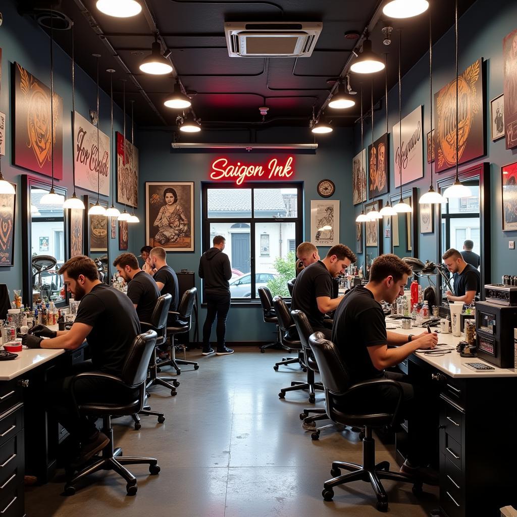 Studio xăm hình uy tín Saigon Ink với không gian chuyên nghiệp và trang thiết bị hiện đại
