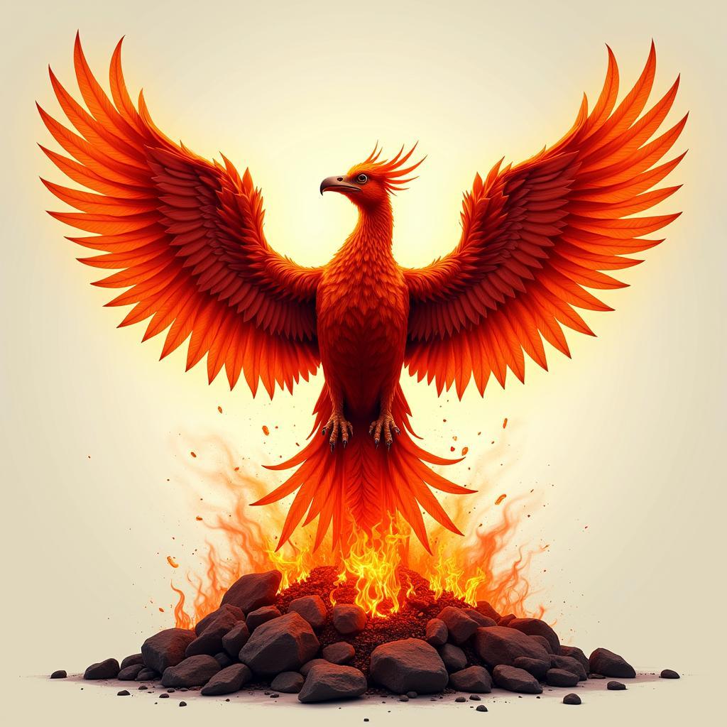 Hình xăm đôi cánh phượng hoàng tái sinh từ tro tàn với màu sắc rực rỡ