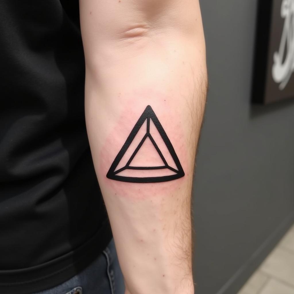 Hình xăm tam giác hướng lên: Biểu tượng cho sức mạnh, sự ổn định và khát vọng vươn lên.