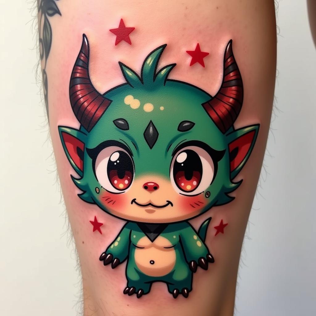 Hình xăm Anime Manga Oni trẻ trung cá tính với biểu cảm cường điệu hóa