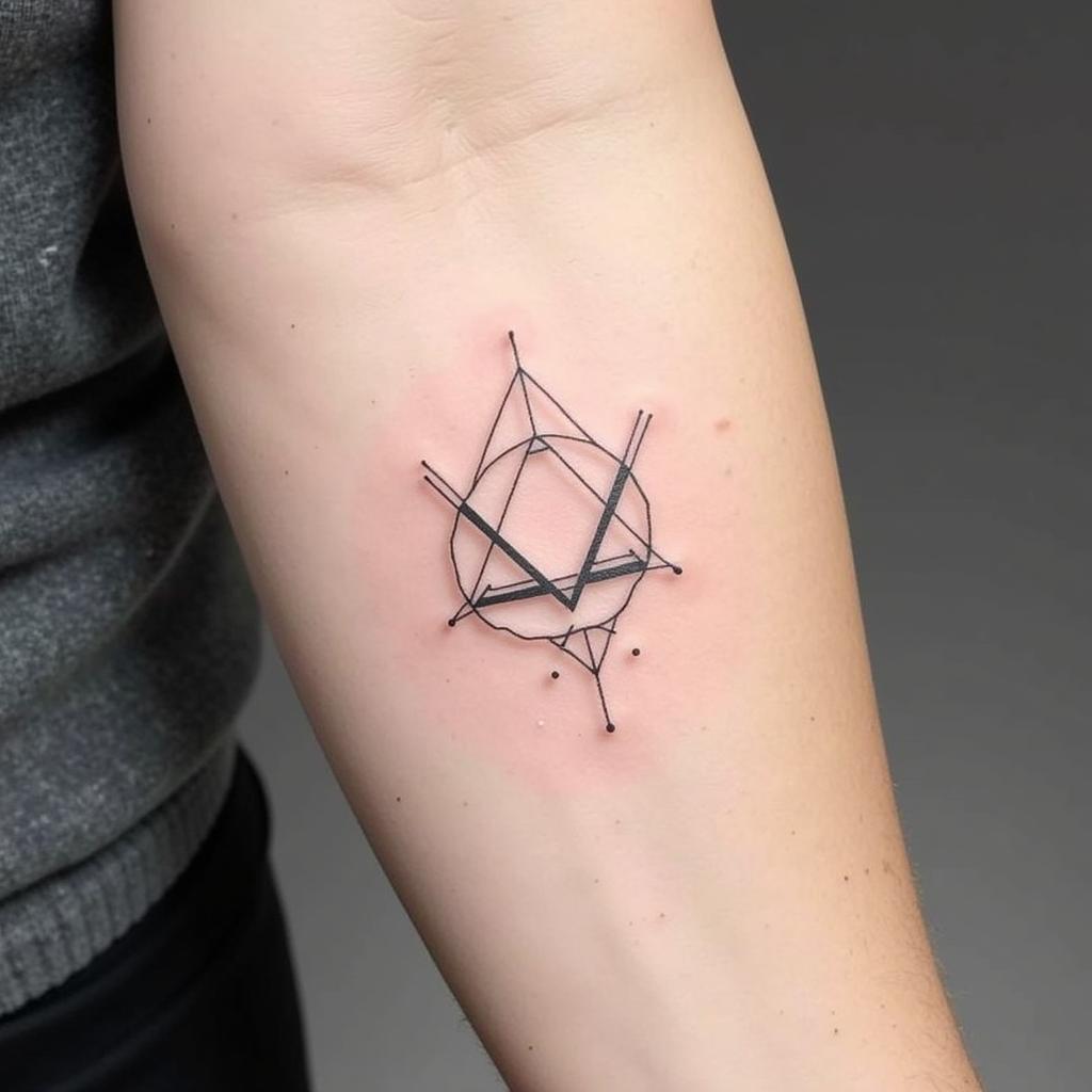 Hinh xam bap tay hinh hoc don gian duong net