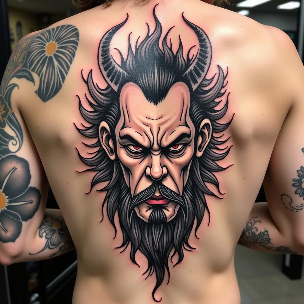 Mẫu hình xăm Bất Động Minh Vương cách điệu, thiết kế theo phong cách hiện đại và tối giản, tinh tế.