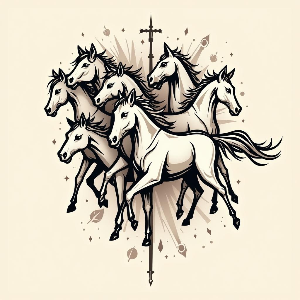 Hinh xam bay con ngua phong cach truu tuong day tinh sang tao va doc dao