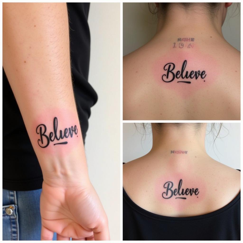 Hình xăm Believe vị trí xăm cổ tay sau gáy