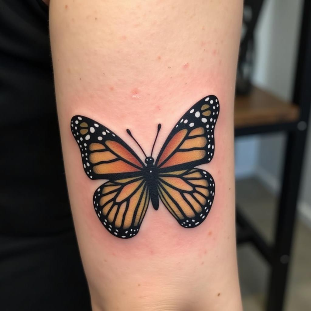 Hinh xam buom canh tay nu y nghia bien doi