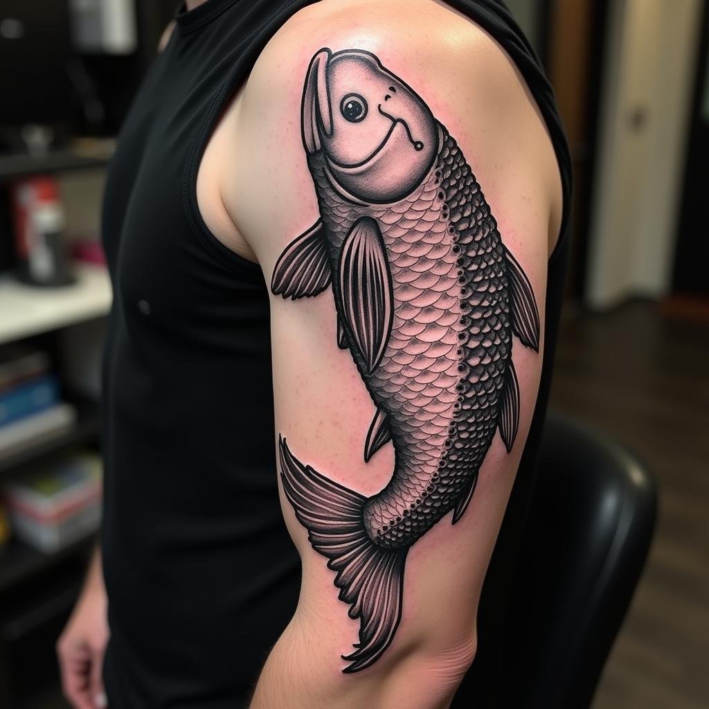 hinh xam ca chep bap tay nam tinh manh me 67bf85 1