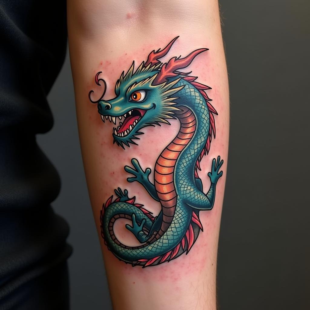 Hình xăm cá rồng ở tay: Khám phá ý nghĩa, vị trí đẹp và những điều cần biết 2 hinh xam ca rong dep o tay cho nam nu 67bbe4 1