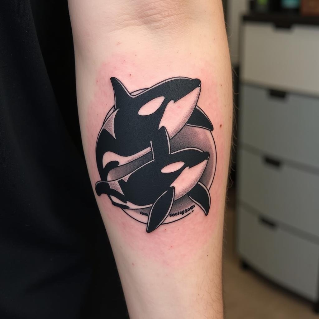 Sức mạnh & Kết nối: Khám phá Ý nghĩa Hình xăm Cá voi Sát thủ 2 hinh xam ca voi sat thu gia dinh 67bf16 1