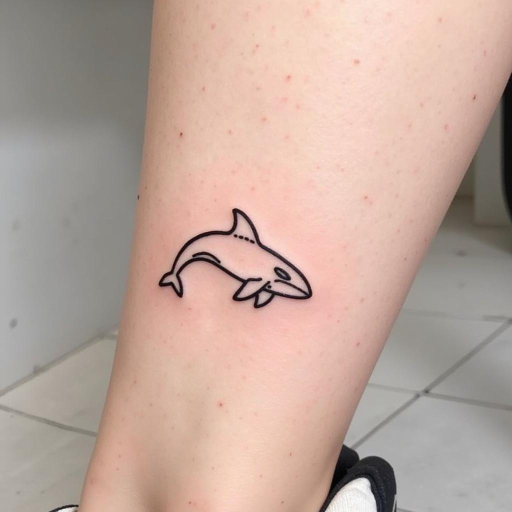 Hình xăm cá voi sát thủ tối giản, tinh tế và hiện đại