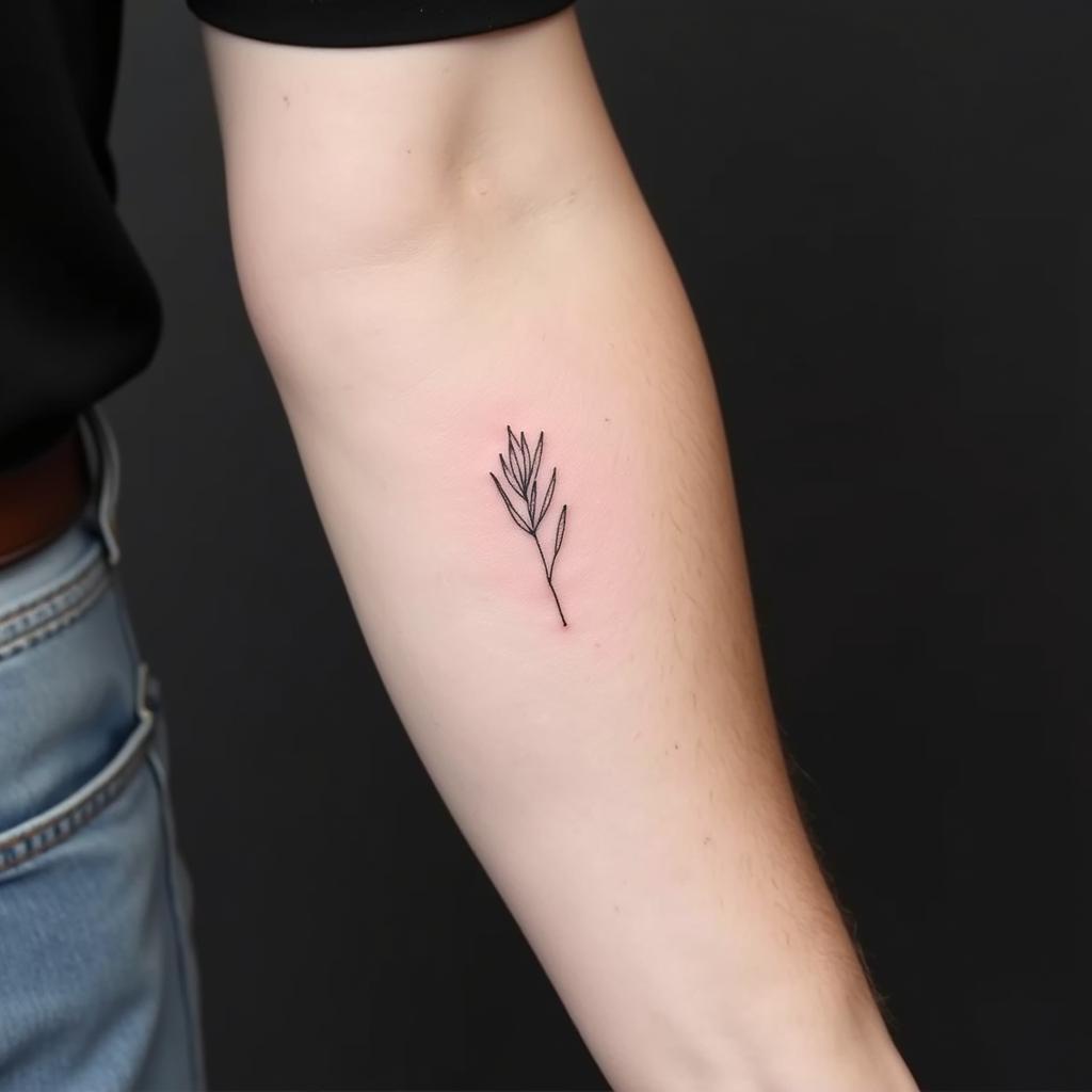 Hình xăm cánh tay nam nhỏ phong cách tối giản, đường nét tinh tế và thanh lịch