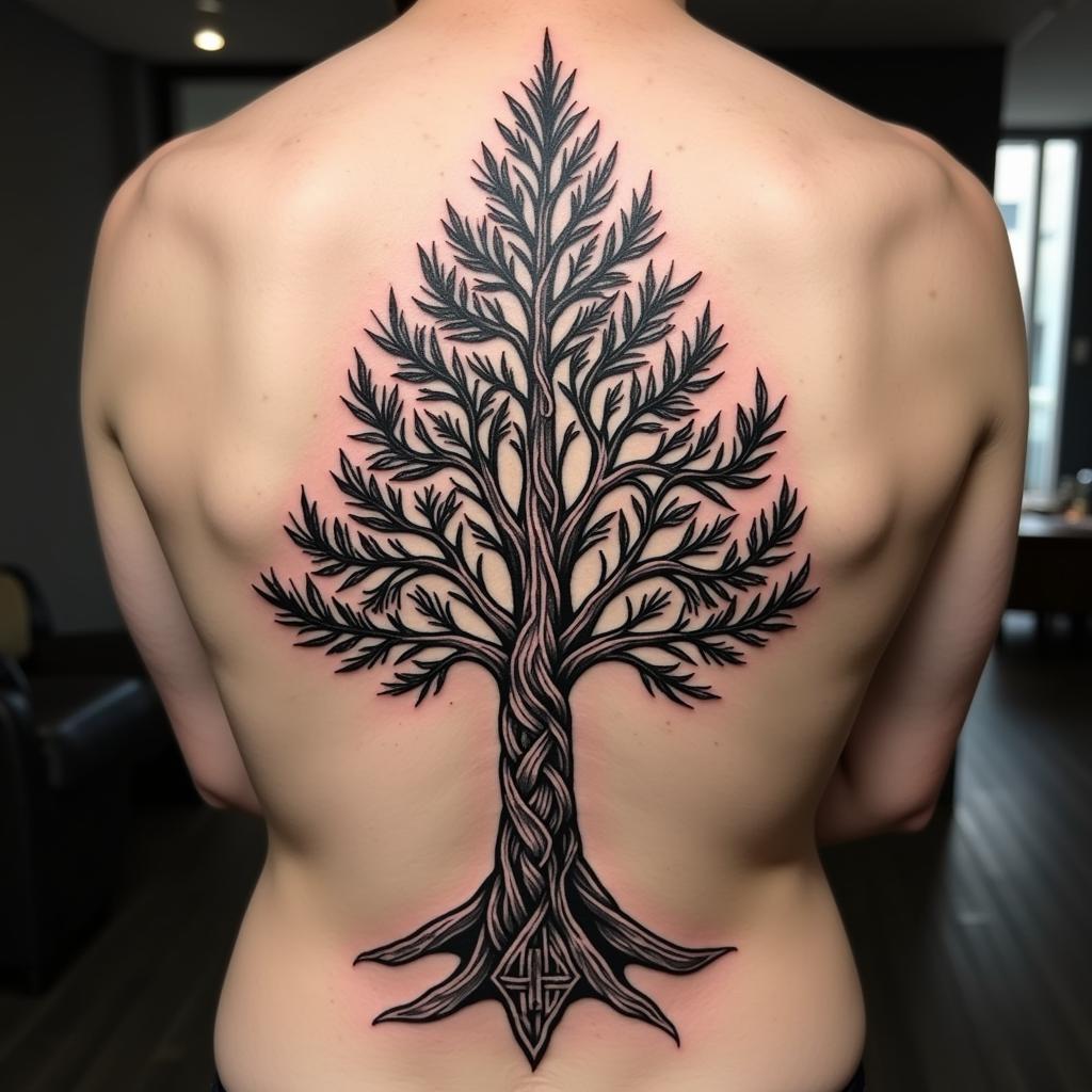 hinh-xam-cay-thong-van-hoa-celtic-67bed7 Hình xăm cây thông theo phong cách Celtic với nút thắt và họa tiết trang trí truyền thống