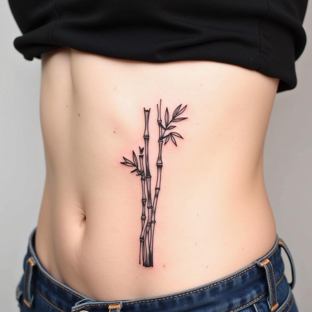 Hình xăm cây trúc thanh mảnh thể hiện sự kiên cường và mạnh mẽ của nữ mệnh Thủy