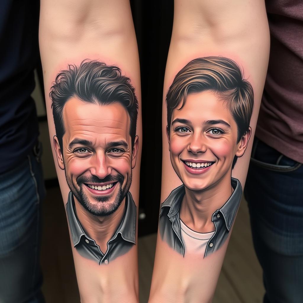 hinh-xam-chan-dung-cha-con-giong-nhau-67bfc8 Hình xăm chân dung cha và con trai phong cách giống nhau thể hiện sự đồng điệu