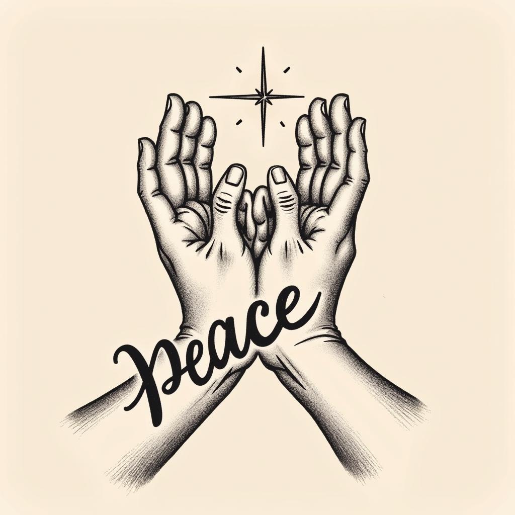 Hình xăm chắp tay và chữ cầu nguyện bình an và khát vọng tâm linh hướng thiện