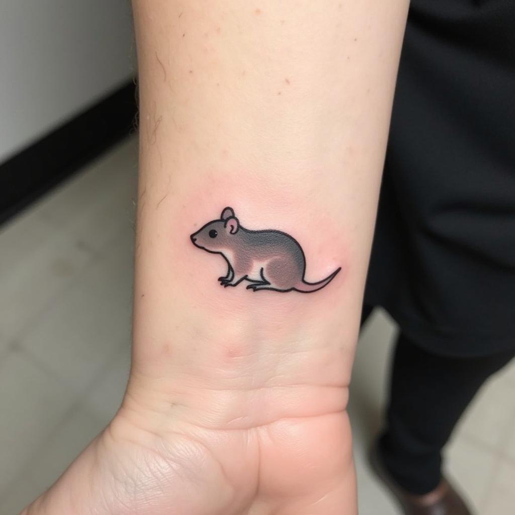 Hinh xam chibi con giap nho, tinh te va gian don o vi tri co tay