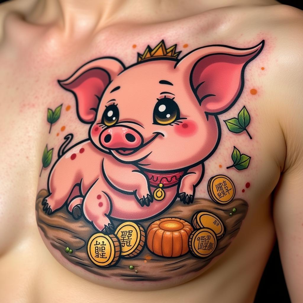 Hinh xam chibi con giap mang y nghia phong thuy ve may man va tai loc cho chu nhan