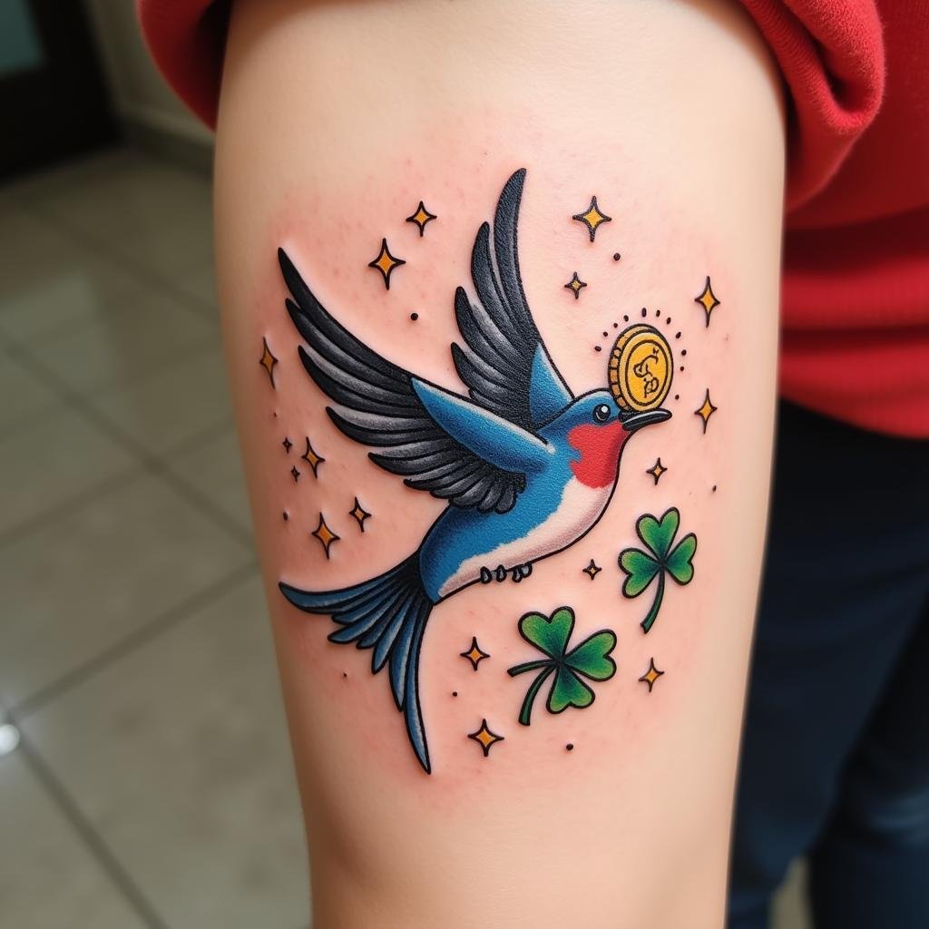 Ý nghĩa Chim Én Tattoo: Biểu tượng & Mẫu Đẹp Nhất 6 hinh xam chim en may man thinh vuong 67bf10 1