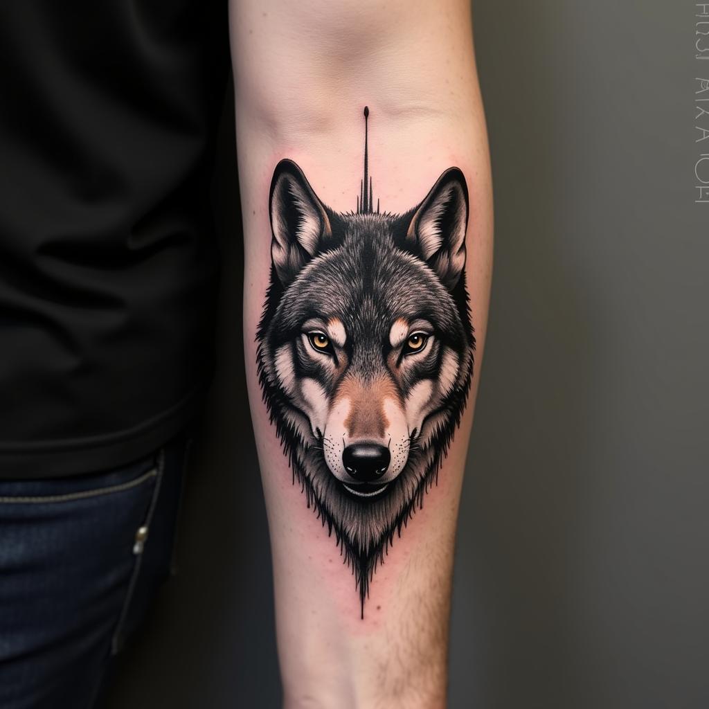 Hình xăm chó sói đẹp và mạnh mẽ thể hiện cá tính