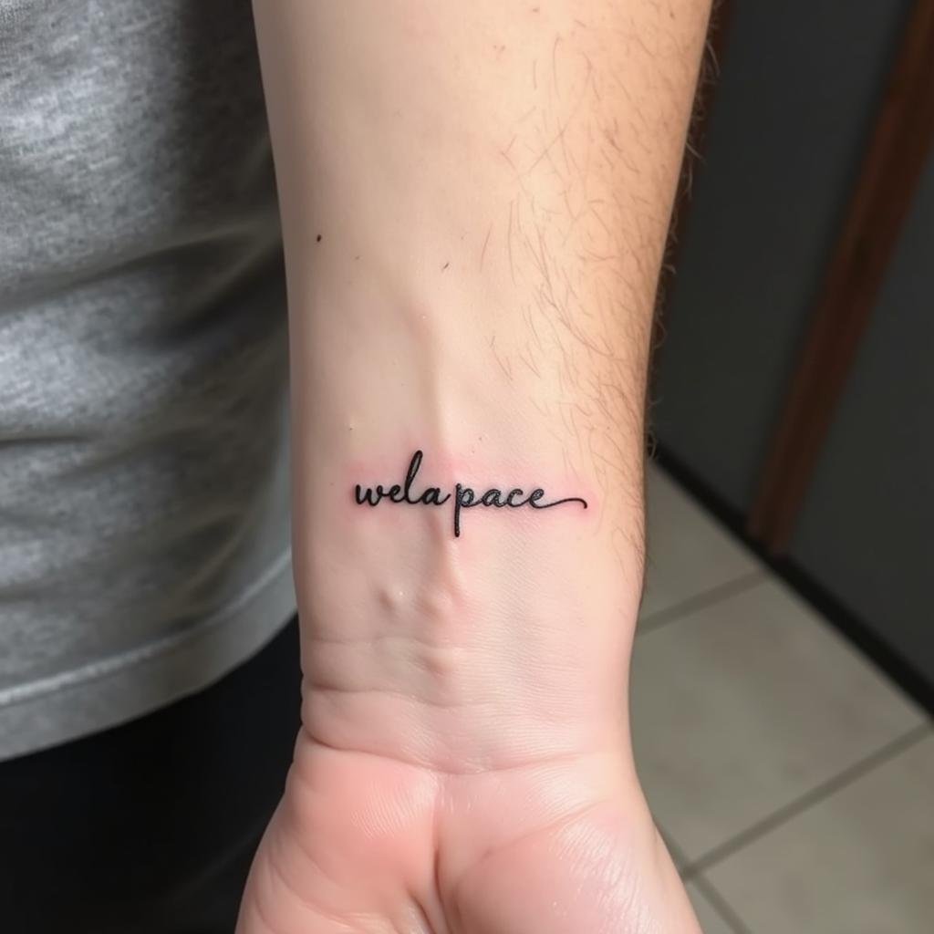 Hình xăm cổ tay nam mini – Tuyệt tác nghệ thuật khẳng định cá tính 2 hinh xam chu co tay nam mini phong chu nhe nhang 67bd2d 1