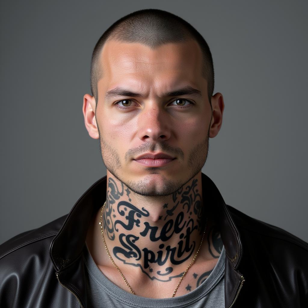 hinh-xam-chu-free-spirit-ca-tinh-67bfa1 Hình xăm chữ Free Spirit sau gáy thể hiện tinh thần tự do