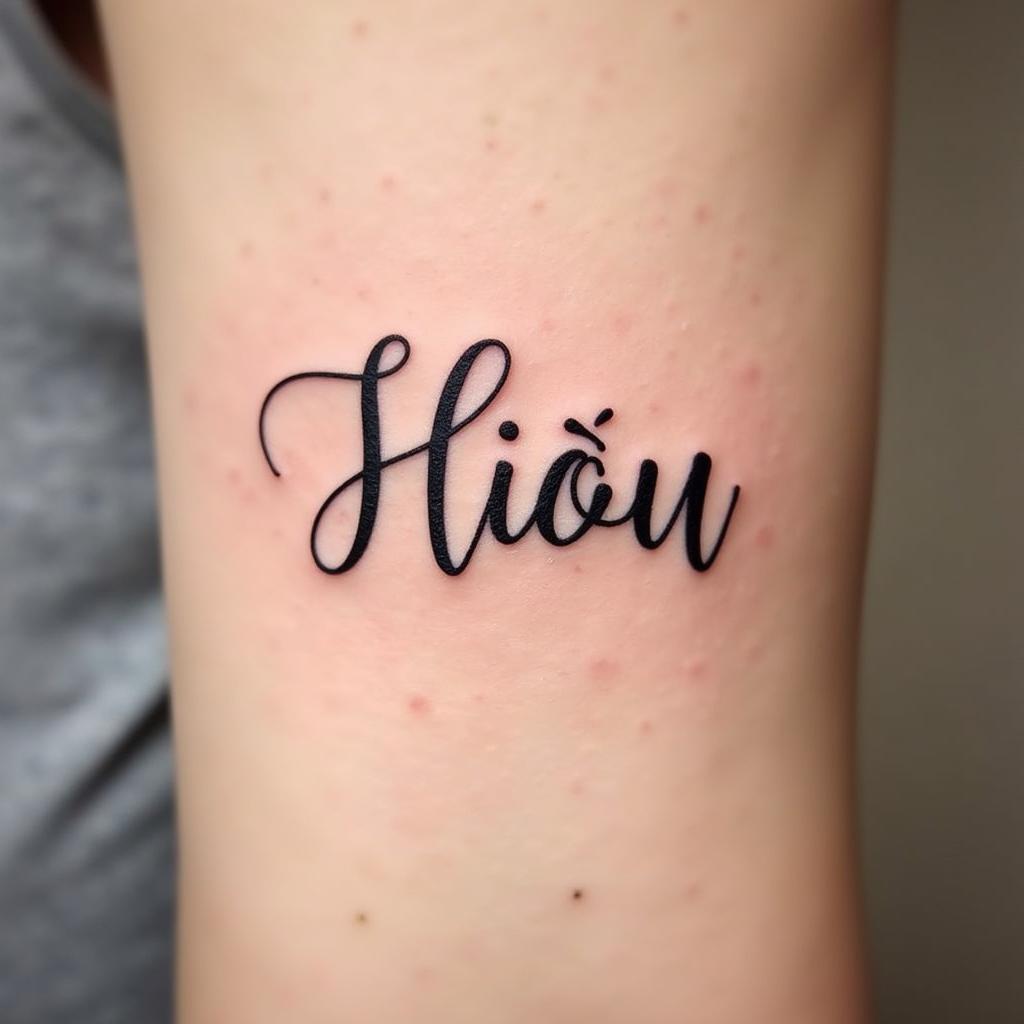 Hình xăm chữ hiếu thư pháp với nét mực kính điệu thể hiện đạo hiếu