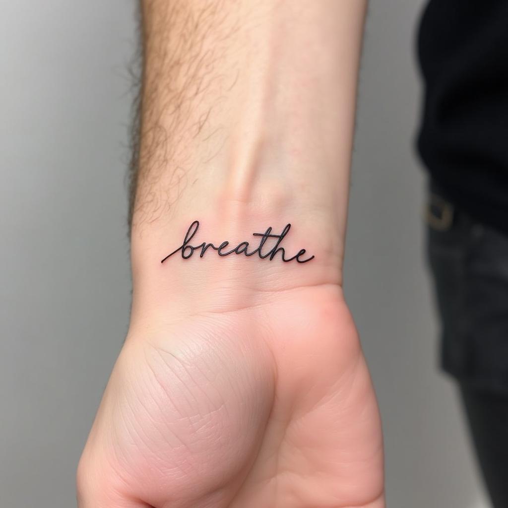 Hinh xam chu phong cach minimalism tren co tay nam voi thiet ke cuc ky don gian