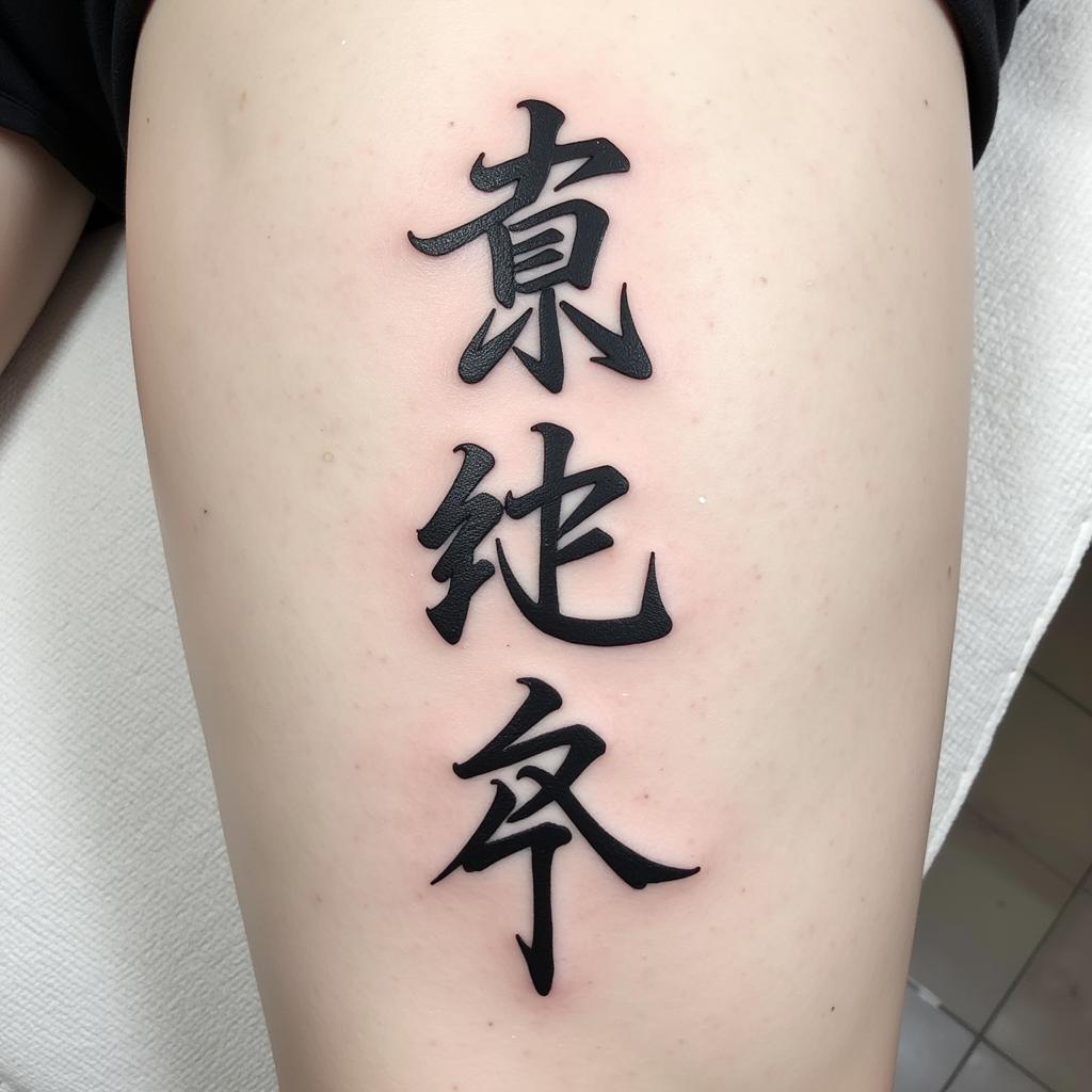 Hinh xam cum tu Khac Ky Nhan Nai chu Han mang y nghia sau sac