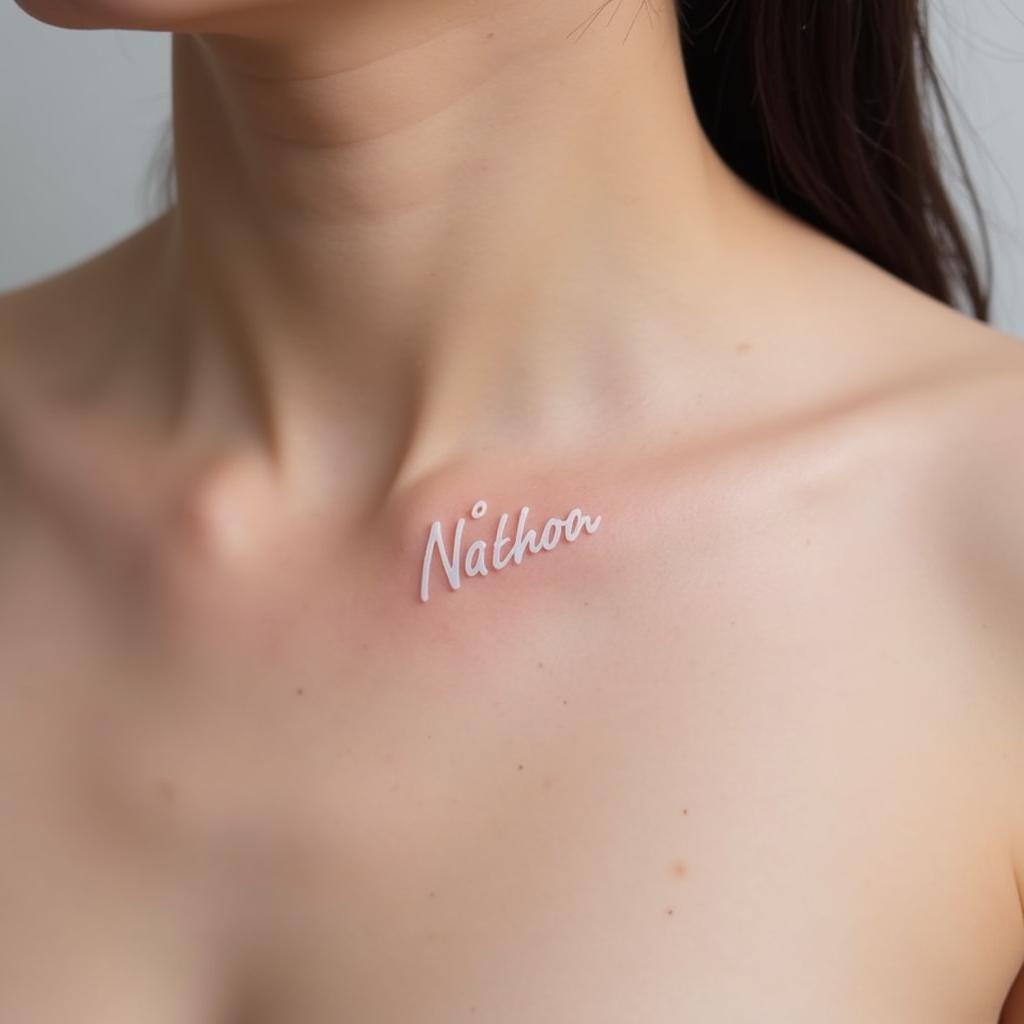 Hình xăm chữ Nhẫn sử dụng mực trắng hoặc nude tạo vẻ đẹp tinh tế và kín đáo