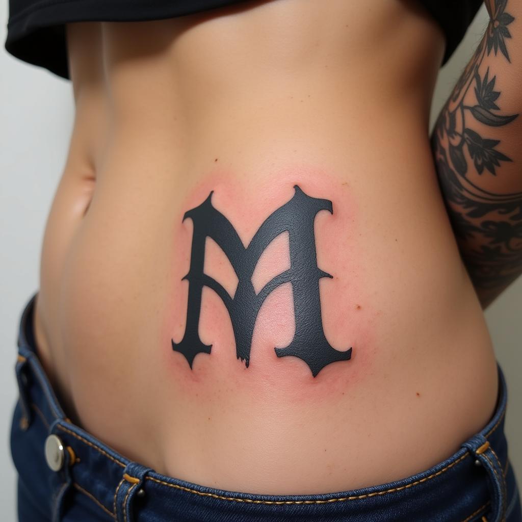 hinh-xam-chu-o-eo-bi-hong-mo-nhoe-do-chon-sai-tho-xam-67bec6 Minh họa hình xăm chữ ở eo bị hỏng, mờ nhòe, lỗi mực do lựa chọn nghệ sĩ xăm không chuyên nghiệp