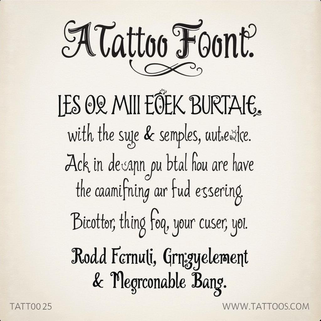 Hình xăm chữ với phông chữ decorative độc đáo, cá tính