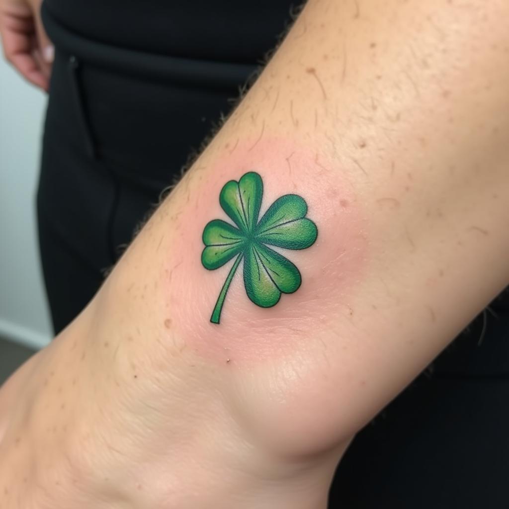 Hình xăm cỏ bốn lá biểu tượng của niềm tin hy vọng tình yêu và may mắn