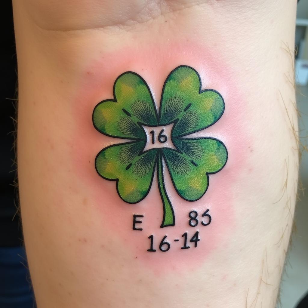 Hình xăm cỏ 4 lá mini cá nhân hóa kỷ niệm sự kiện may mắn