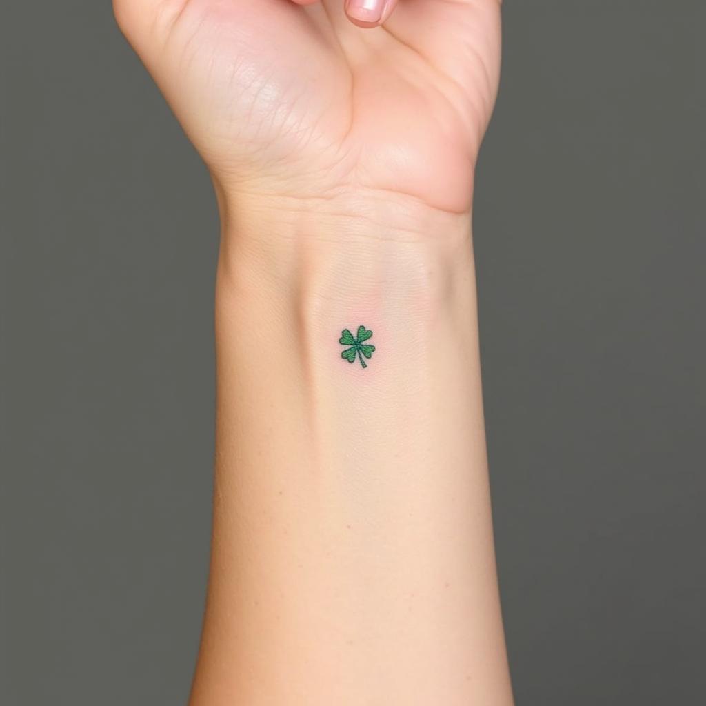 Hình xăm cỏ bốn lá vị trí xăm cổ tay tinh tế kín đáo cho nữ