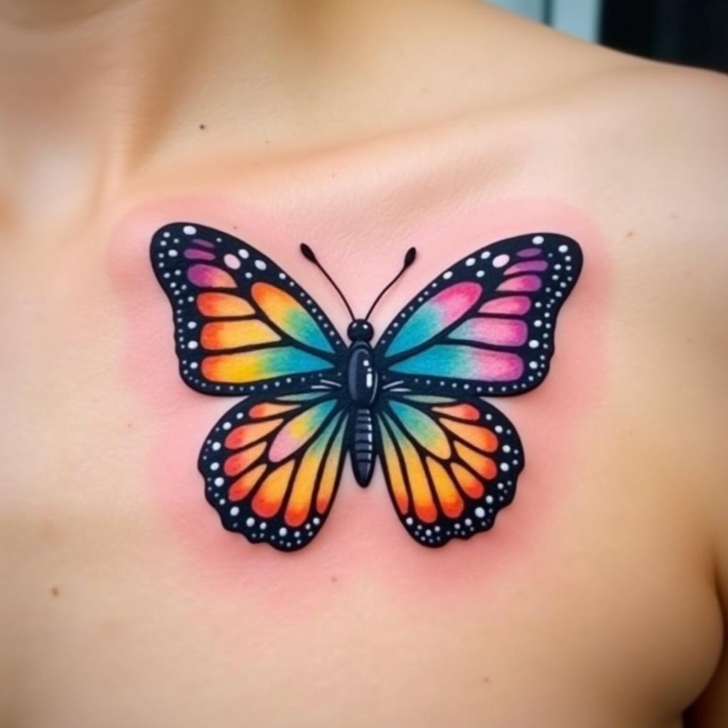 Hình xăm con bướm mini màu sắc rực rỡ nổi bật thể hiện cá tính độc đáo