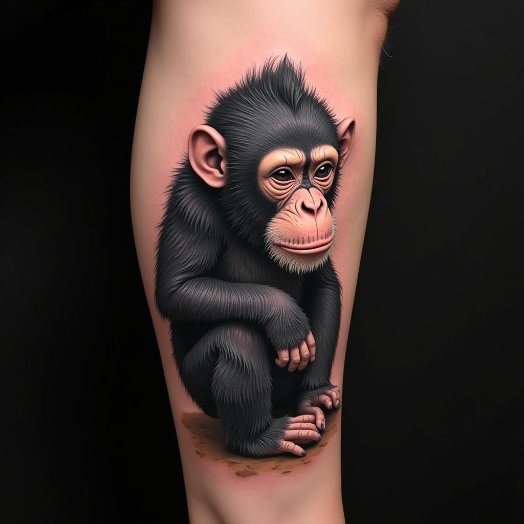 Hình xăm con khỉ 3D đẹp và ấn tượng, thể hiện sự tinh nghịch và độc đáo
