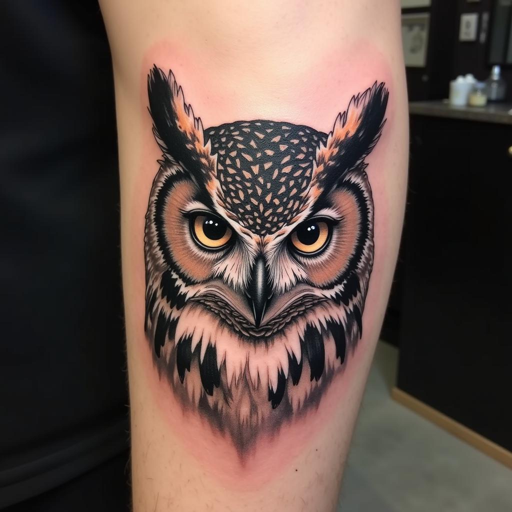 Hình xăm cú mèo biểu tượng của sự thông thái, bí ẩn và quyền lực trong nghệ thuật xăm hình