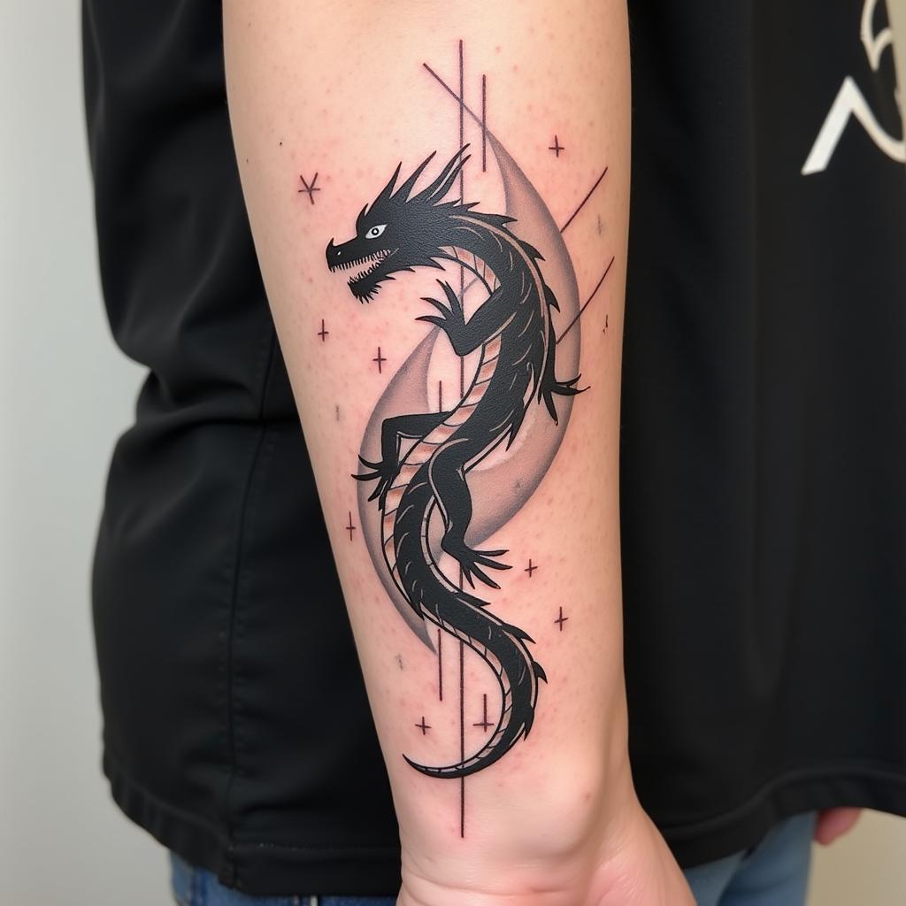 Hình xăm cưỡi rồng phong cách hiện đại phá cách sáng tạo với kỹ thuật và chất liệu mới mẻ