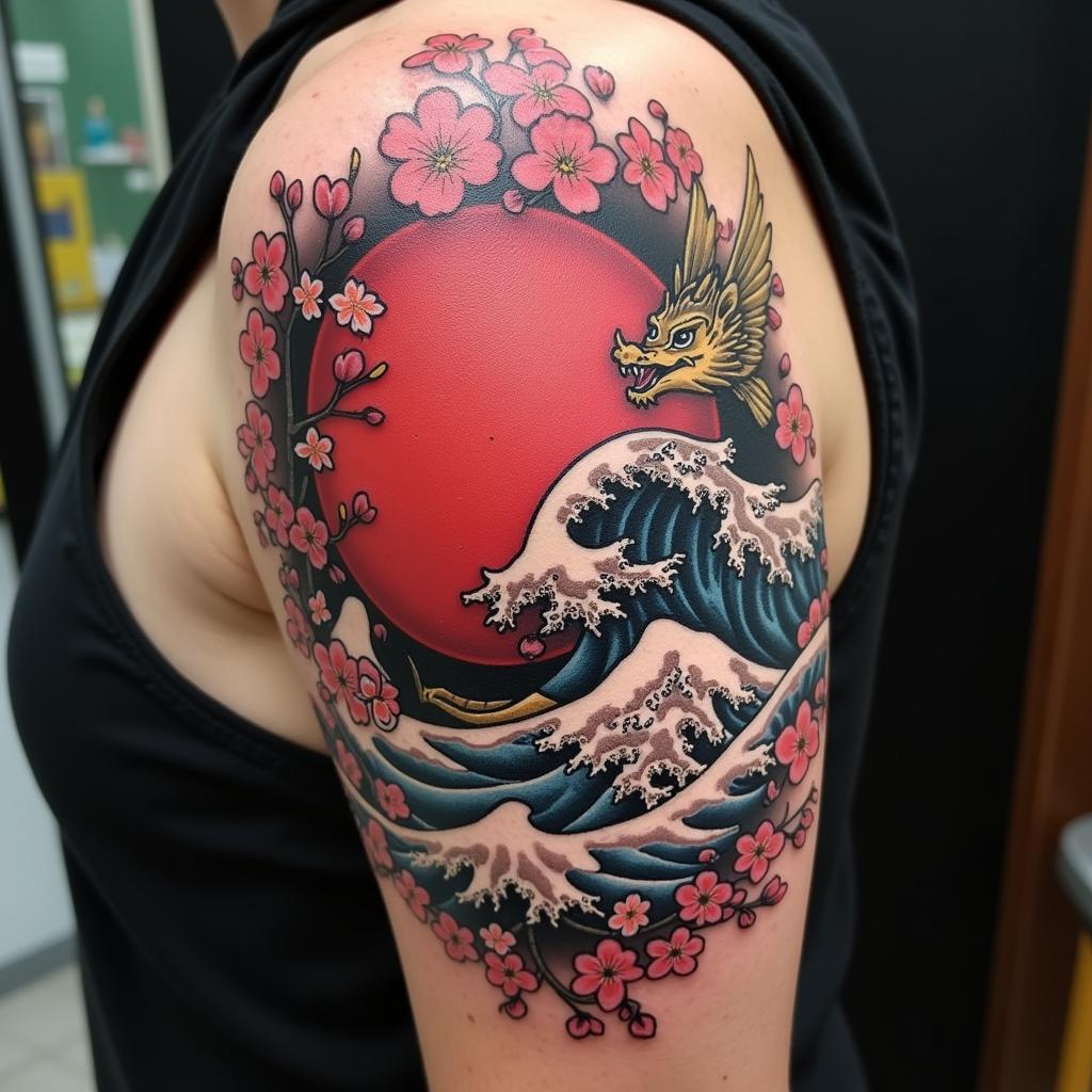 hinh-xam-daruma-ket-hop-hoa-anh-dao-song-bien-rong-67bd0b Hình xăm Daruma kết hợp hoa anh đào, sóng biển và rồng thể hiện ý nghĩa đa dạng