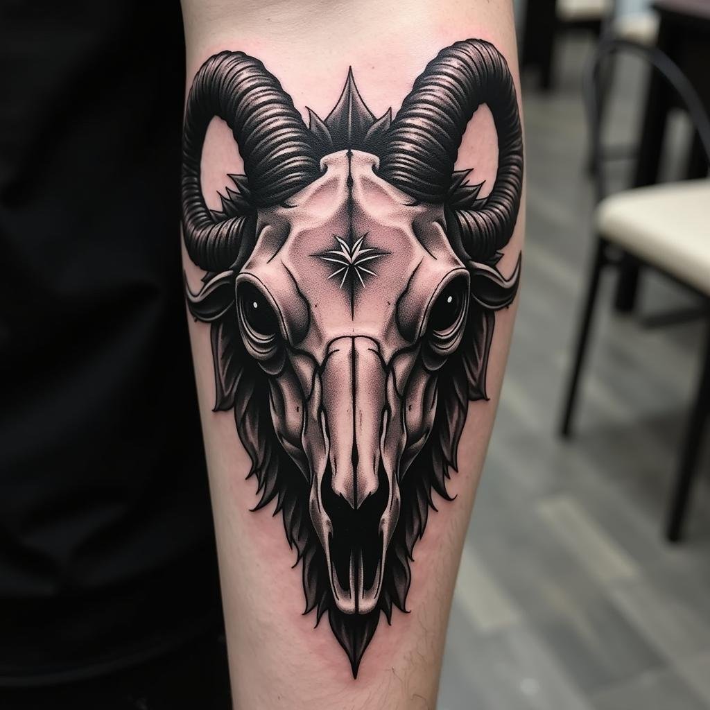 Hình Xăm Đầu Dê Quỷ mang ý nghĩa gì và chọn vị trí nào đẹp nhất 2 hinh xam dau de quy nghe thuat doc dao 67bcfa 1