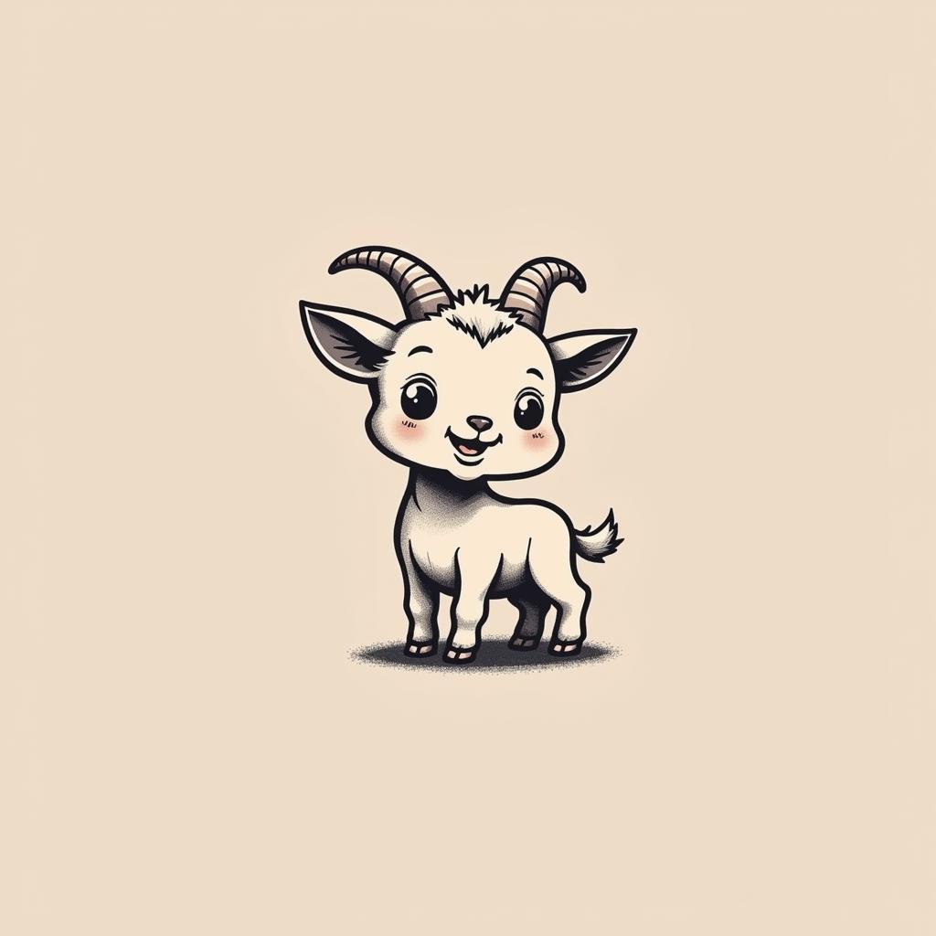 Hình xăm dê mini cute biểu tượng cho sức mạnh và sự đáng yêu tinh nghịch